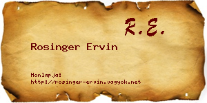 Rosinger Ervin névjegykártya